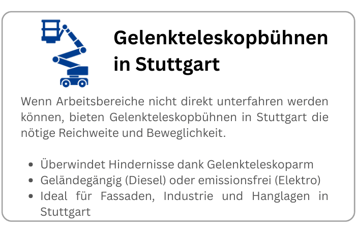 Infografik zu Gelenkteleskopbühnen Miete für Einsätze in Stuttgart