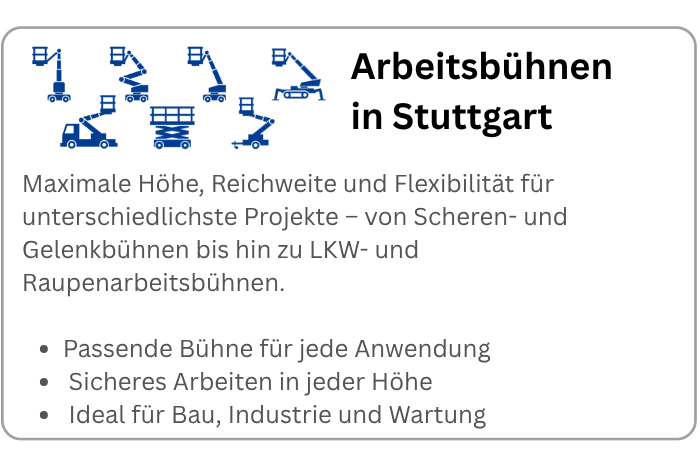 BEYER Infografik über Arbeitsbühnen zur Miete in Stuttgart