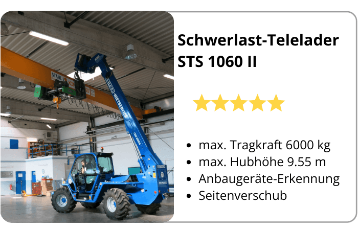Eigenschaften über Schwerlast-Teleskoplader STS 1060 II in Infografik