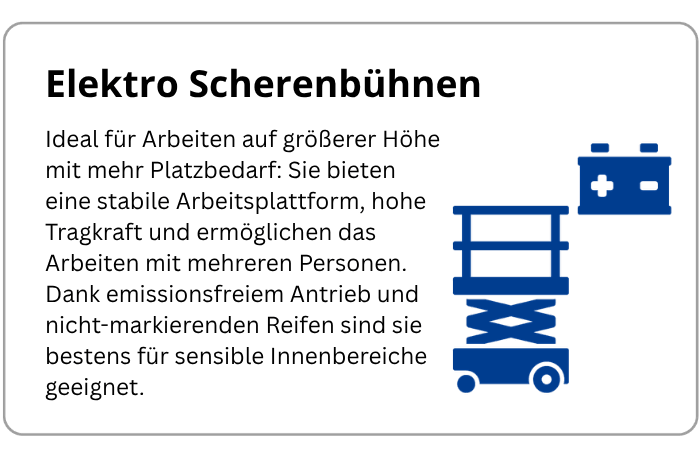 Infografik über Elektro-Scherenbühnen für Einsätze in Rechenzentren