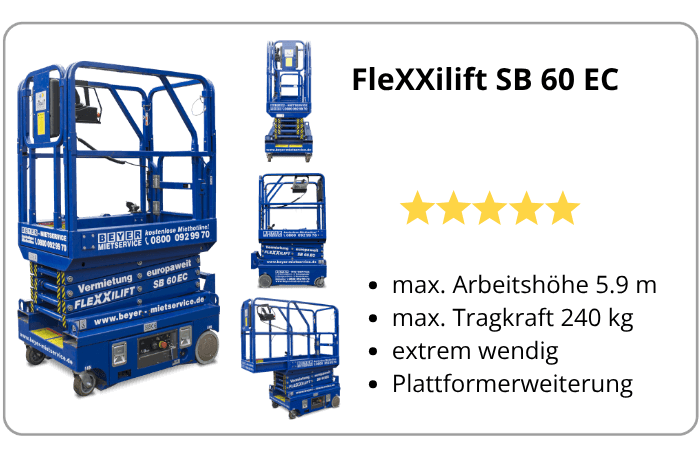 BEYER-Infografik über Flexxilift Scherenbühne SB 60 EC