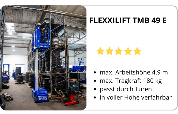 Infografik über Eigenschaften zur BEYER Mastbühne TMB 49 E