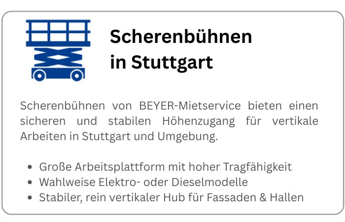 Infografik über die Scherenbühne Miete für Stuttgart