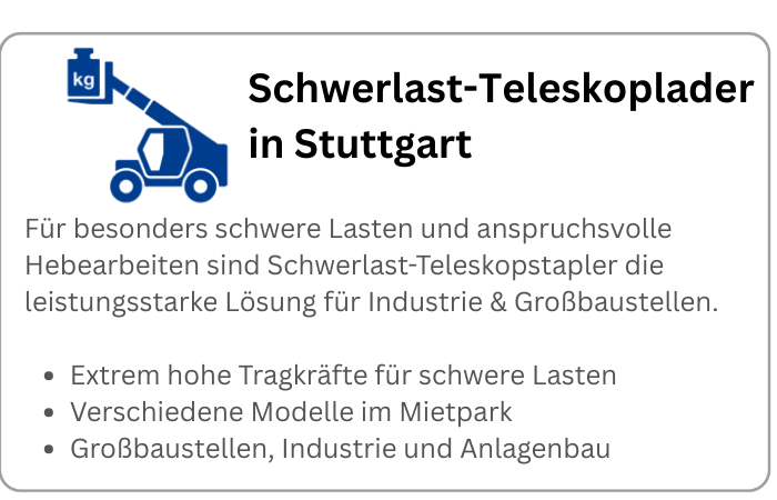 Infografik über Schwerlast-Teleskoplader zur Miete in Stuttgart