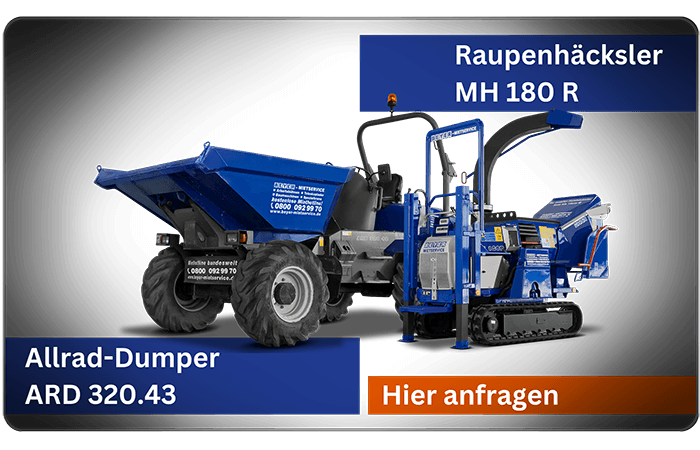 Set-Infografik über BEYER Häcksler MH 180 R und Allraddumper ARD 320