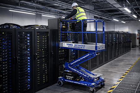 BEYER Gelenkbühne GB 51 E in Rechenzentrum im Einsatz