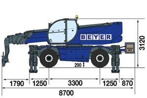 Seitliche Abmessung von Teleskoplader TSR 2670 mit Twin-Energy-Station