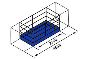 Abmessungsgrafik 500 kg Arbeitskorb von TSR 2780 NK plus