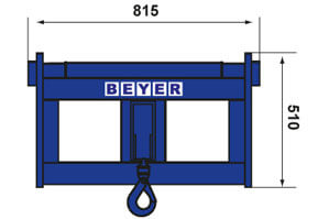 Abmessungsgrafik 6 t Lasthaken für Telelader TSR 2660