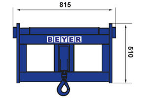 Abmessungsgrafik 6 t Lasthaken für Teleskopstapler TSR 3060 II