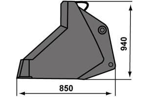 Abmessungsgrafik Anbauwerkzeug Schaufel 1.000 l TSR 3060