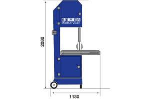 Abmessungsgrafik von Bandsäge BAS 650 aus der Vermietung