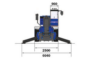 Front-Abmessungsgrafik von Teleskopstapler TSR 3060 II