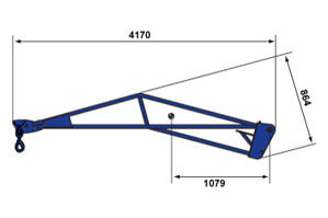 Abmessungsgrafik Gittermast 600 kg für Teleskoplader TSR 3580