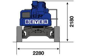 Abmessungsgrafik Heck von Gelenk-Hebebühne GTB 208 EDK