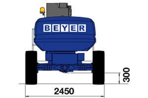 Heck Abmessungsgrafik von Gelenksteiger GTB 160 D + II aus der Vermietung