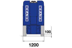 Abmessungsgrafik Heck von GTB 120 EK-3d II aus der Vermietung