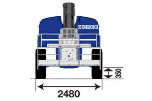 Heck Abmessungsgrafik von Diesel Teleskoparbeitsbühne TB 278 KD II