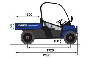 Seitliche Abmessungsgrafik von Diesel-Allrad Connect Car von BEYER