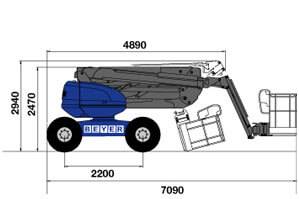 Abmessungsgrafik (Seite) von Gelenksteiger GTB 160 D + II
