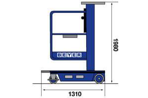 Abmessungsgrafik Seite von manueller Mastbühne FLEXXILIFT TMB 42 M