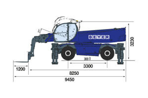 Seitliche Abmessungsgrafik von Telelader TSR 2780 NK Plus