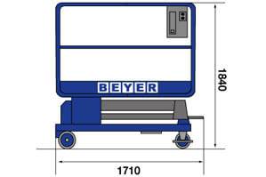 Seitliche Abmessungsgrafik von Gelenkbühne FleXXilift GB 51 E