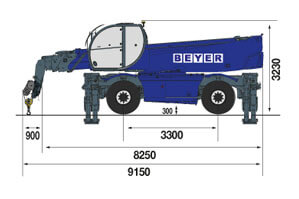 Abmessungsgrafik von Teleporter TSR 2780 NK + mit 8 t Winde