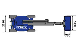 Abmessungen aus der Vogelperspektive von BEYER Gelenkbühne GTB 159 D +