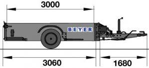 Abmaßdiagramm Gesamtlänge, Länge Ladefläche, Länge Deichsel Absenkanhänger AAR 18 300-150