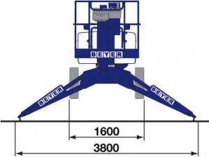 Front-Abmessungsgrafik von BEYER Anhänger-Arbeitsbühne 14 m