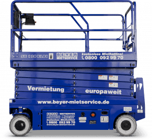 12 m Scherenbühne mit Elektroantrieb in Seitenansicht