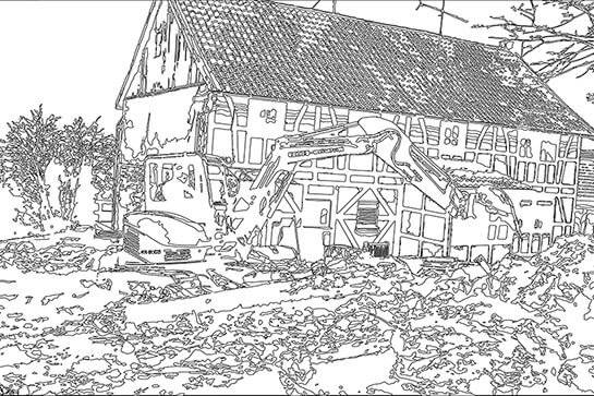 Ausmalbild von Baggermotiv im Einsatz