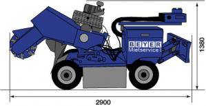 Seitliche Abmessungsgrafik von Wurzelfräse BWF 35