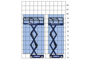 Diagramm von Scherenbühne SB 100 ELDI II aus der BEYER-Vermietung