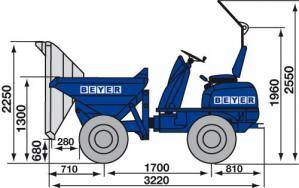Dumper-Abmessungsgrafik von der Seite