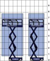 Diagramm von BEYER-Scherenbühne SB 77 E mit fast 8 m Arbeitshöhe