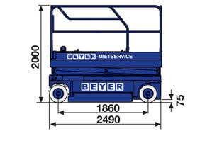 Abmessungsgrafik von Elektro-Scherenbühne SB 82 E