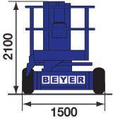 Front-Abmessungsgrafik von BEYER-Gelenkbühne GTB 135 E