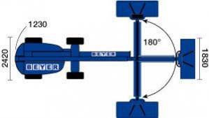 Abmessungen Vogelperspektive von BEYER 3d-Gelenkbühne 20 m