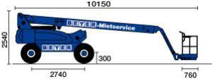 Seitliche Abmessung von Gelenkteleskopbühne 20 m aus dem BEYER-Verleih