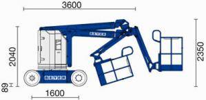 Seitliche Abmessungsgrafik von 10 m Gelenkteleskopbühne