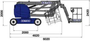 Abmessungsgrafik 15 m Gelenkteleskopbühne aus dem BEYER-Verleih
