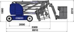 Seitliche Abmessungen von BEYER-Gelenkbühne GTB 169 EK