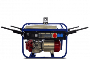 Seitenansicht Stromerzeuger 8 kVA mit ausgezogenen Tragegriffen