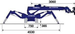 Abmessungsgrafik abgestützter Glaskran MC 87.3