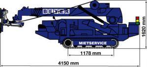 Abmessungsgrafik Glaskran MC 87.3 in unabgestütztem Zustand