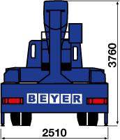 LKW-Arbeitsbühne Rückansicht im Diagramm