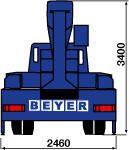 LKW-Hubbühne Rückansicht im Diagramm