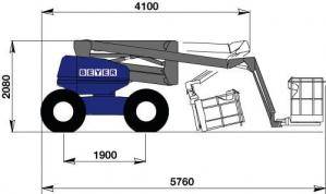 Front-Abmessungsgrafik von 12 m Diesel-Gelenkteleskopbühne